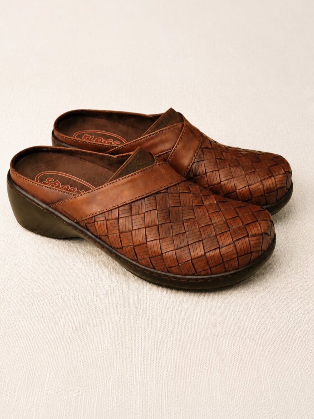 Klogs Naples Brown Basketweave Woven Leather Comfort Clogs – Women's Size 9M